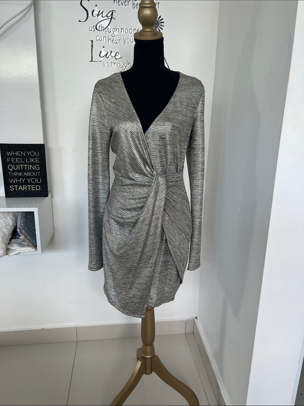 Trixxi Black Bell Sleeve Tunic with Silver Trim